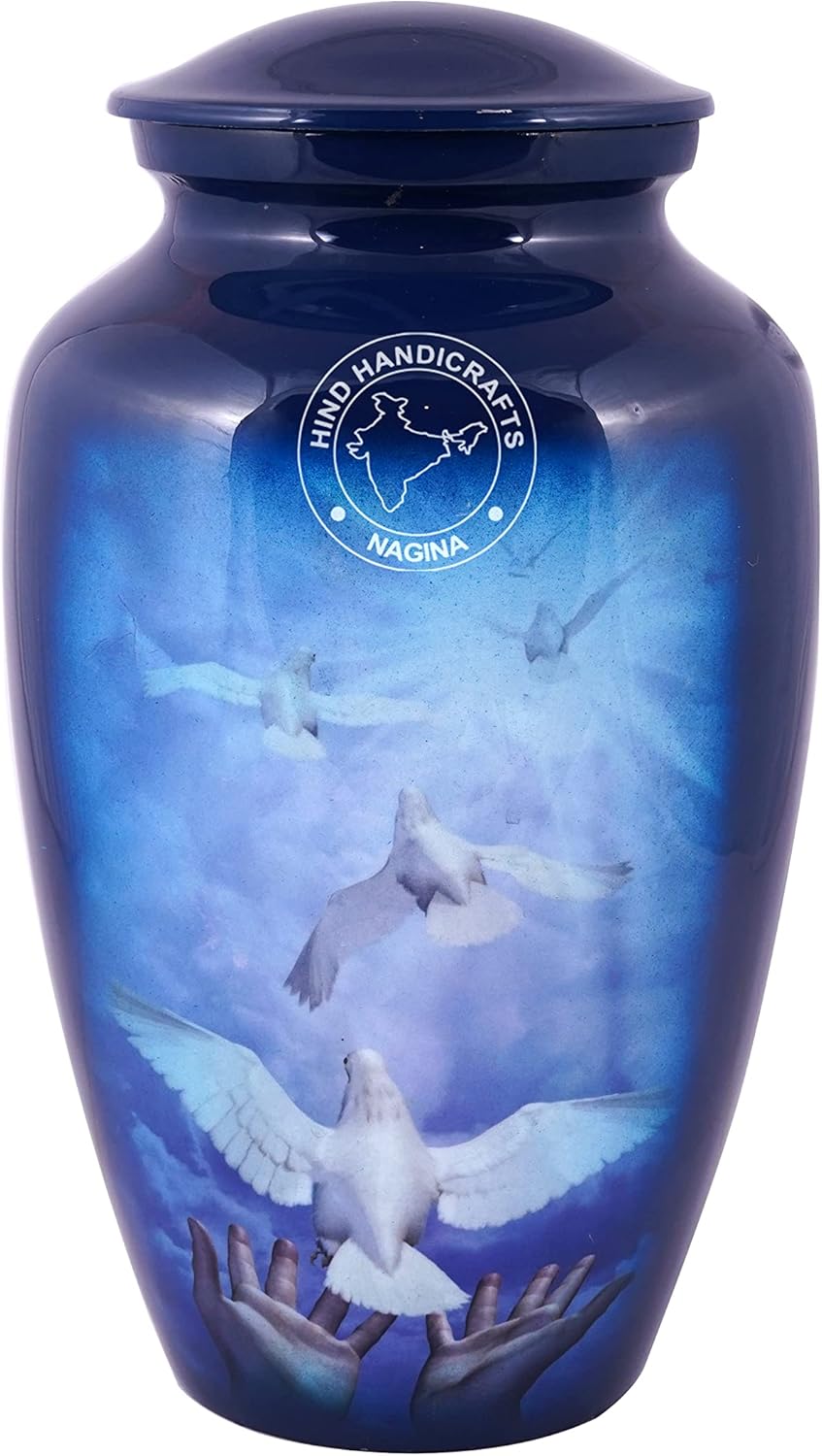 Aluminium Flying Dove Cremation Urn for Human Ashes Adult - Handcrafted Funeral Memorial Urn for Ashes - Large Columbarium Urn - Bag Included (200 Cubic Inches, Bird-4)