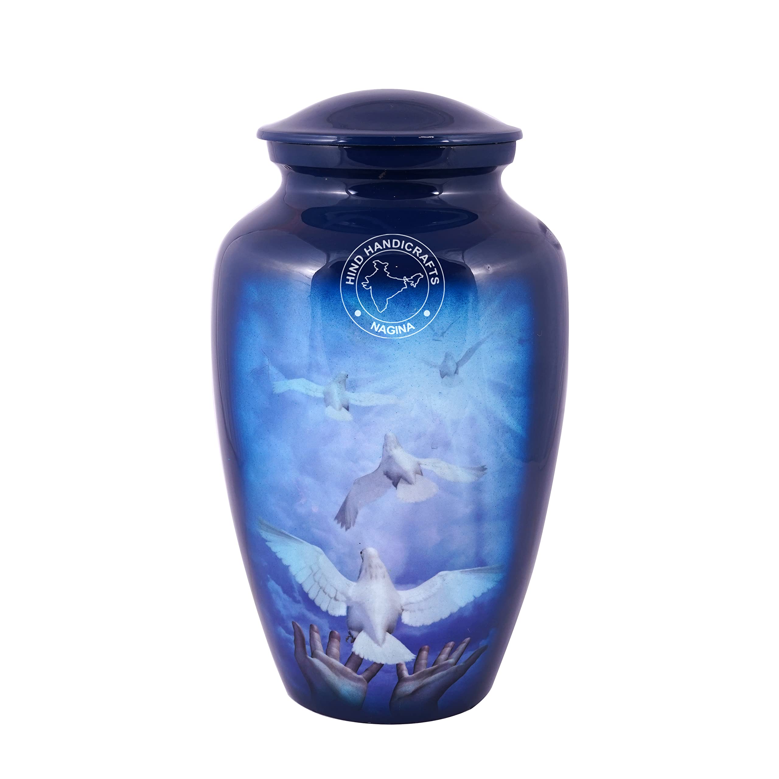 Urne funéraire oiseau fait main en aluminium grand format pour cendres de columbarium avec sac