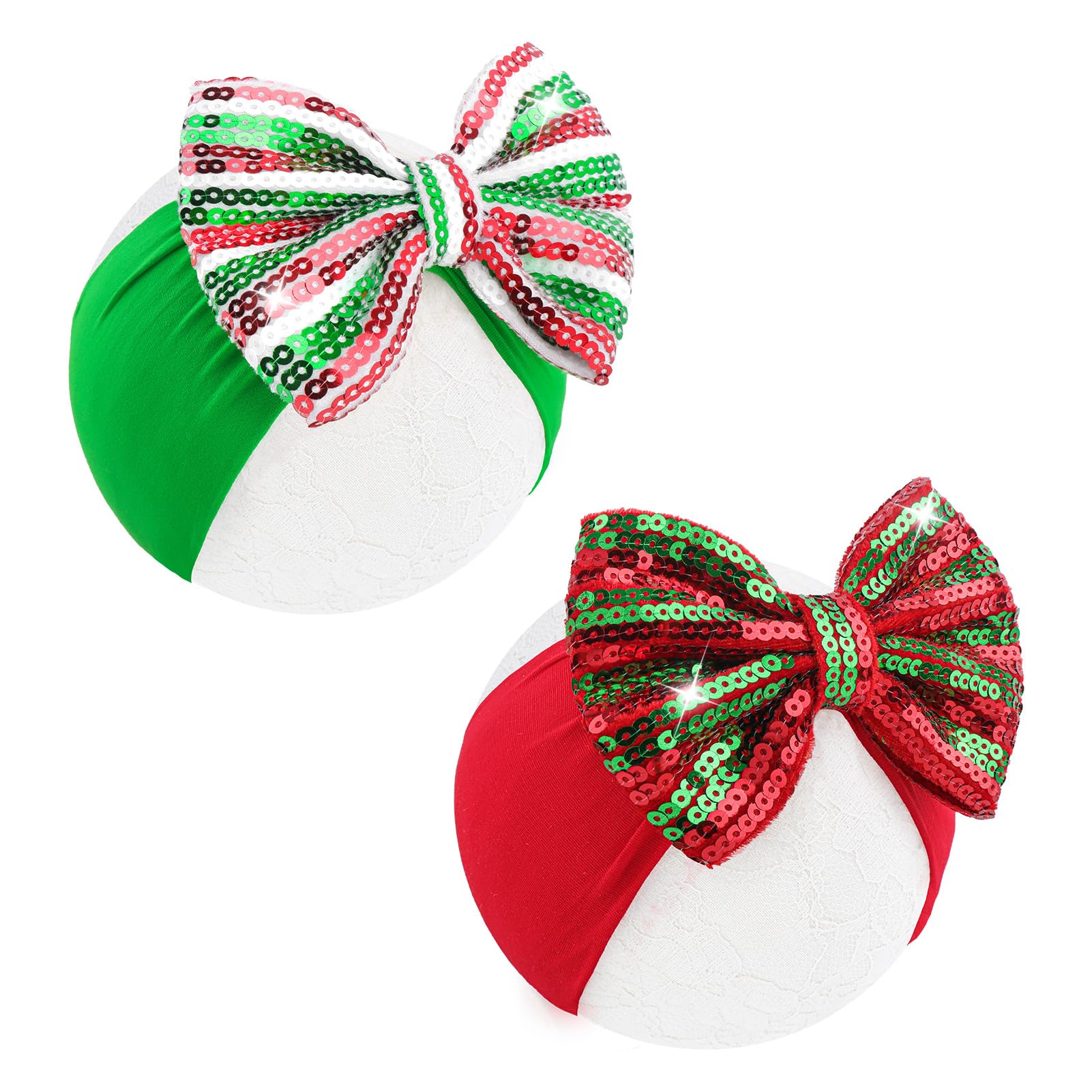 YanJie Valentines Bows Baby Girl Headband Red Bow Baby Pink Headband Heart Newborn Wide Hairbands Valentines Gift Handmade Hair Accessories Infant (RG-Christmas Bow)