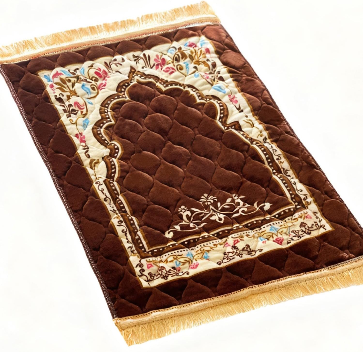 JE JOUE Prayer Rug Muslim Mat Islamic Soft Large Prayer Matt Islam, Padded Islamic Prayer Mat Thick for Men and Women, Janamaz, Sajadah （Brown）