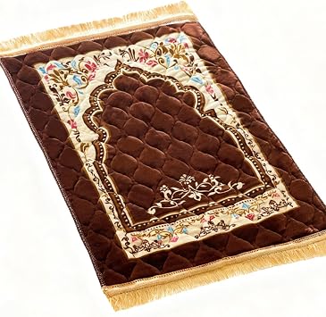 JE JOUE Prayer Rug Muslim Mat Islamic Soft Large Prayer Matt Islam, Padded Islamic Prayer Mat Thick for Men and Women, Janamaz, Sajadah Brown