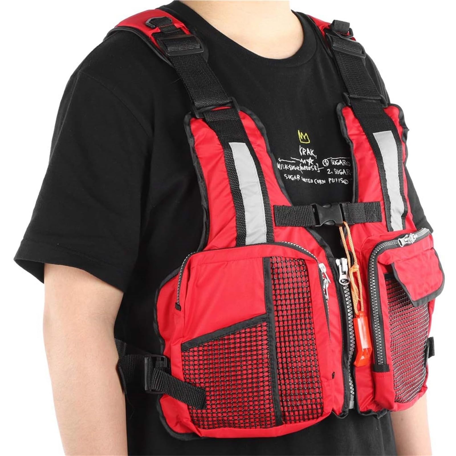 Giacca Galleggiante con Gilet Regolabile Multitasche da 40 a 80 kg | Gilet da Pesca con Multitasche Portaoggetti, Vestibilità Regolabile for la Sicurezza e il Comfort Degli Sport Acquatici
