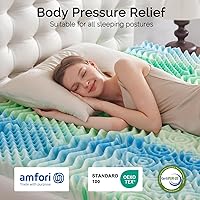 Vista 4 de 3 Inch 7-Zone Queen Memory Foam Mattress Topper Egg Crate Cooling Gel Infused Mattress Pad Bed Topper for Pressure Relief and Back Pain Soft &