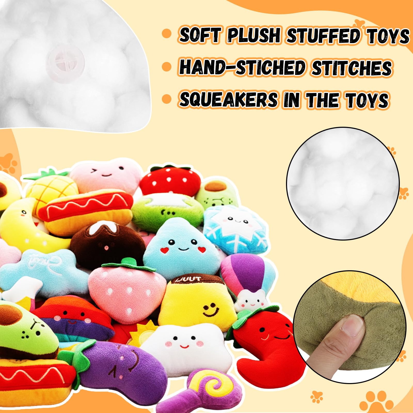 Hungdao Lot de 80 jouets couineurs en vrac pour chiens de petite et moyenne taille - Jouets en peluche avec couineurs pour chiots et chiots (style tendance)