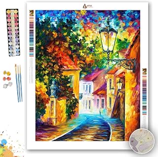 Evening''s Street - Paint by Numbers Kit by Leonid Painting - Acrylic Paints, Magnifier, and Brushes for Adults and Kids Beginner (30 * 40cm/12 * 16inch DIY Frame)