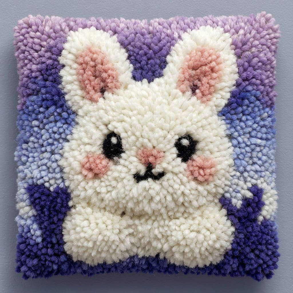WallustrioaW Latch Hook Cushion Kits 43x43cm,Animal Rabbit