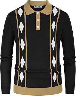 Sponsored Ad - GRACE KARIN Men's 1/4 Button Contrast Striped Pullover Sweater Casual Slim Fit Long Sleeve Polo Sweaters