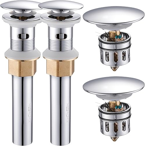 Miniatura 20 de Desagüe para fregadero de baño, drenaje emergente con tapón de cesta desmontable, colador de drenaje antiexplosión y antiobstrucción, conjunto