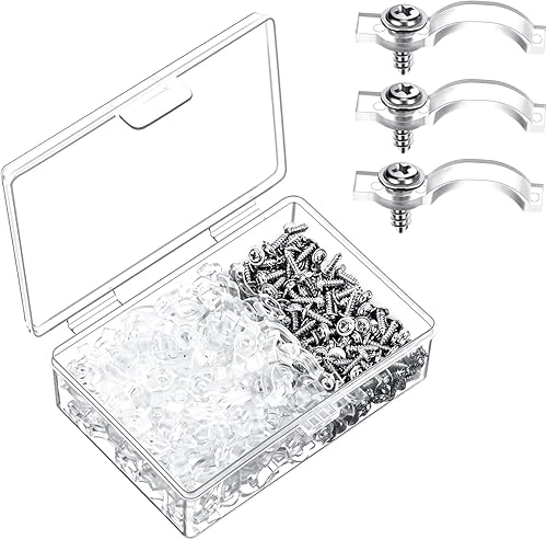 Boao 200 paquete de soportes de montaje de tira de luces LED de Navidad, clips de fijación, abrazaderas de luz LED de un lado con tornillos para 10