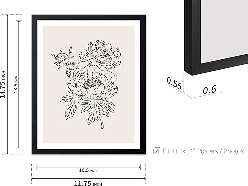 Miniatura 177 de Poster Master Póster de peonías – Estampado de flores retro – Ilustración floral – Ilustración en blanco y negro – Diseño de línea y abstracto –
