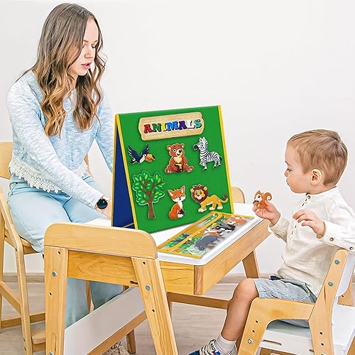 Miniatura 6 de Tablero de fieltro plegable para niños pequeños, tabla de franela para preescolar, aprendizaje temprano, narración interactiva de historias de