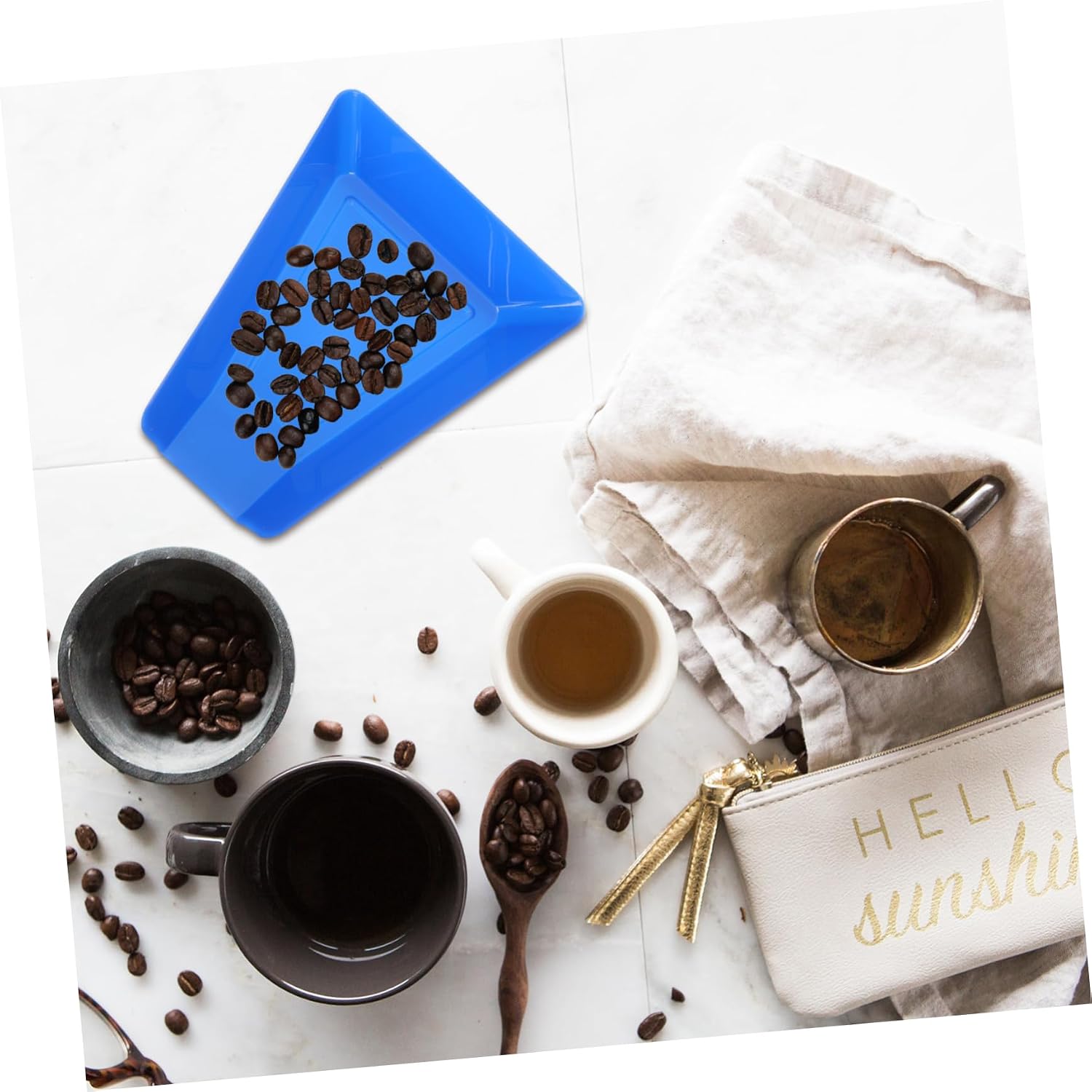Amosfun 2pcs Coffee Bean Measuring Tray Set Food-Grade Plastic Bean Display Plate for Home and Cafe Use for Sample Serving and Storage