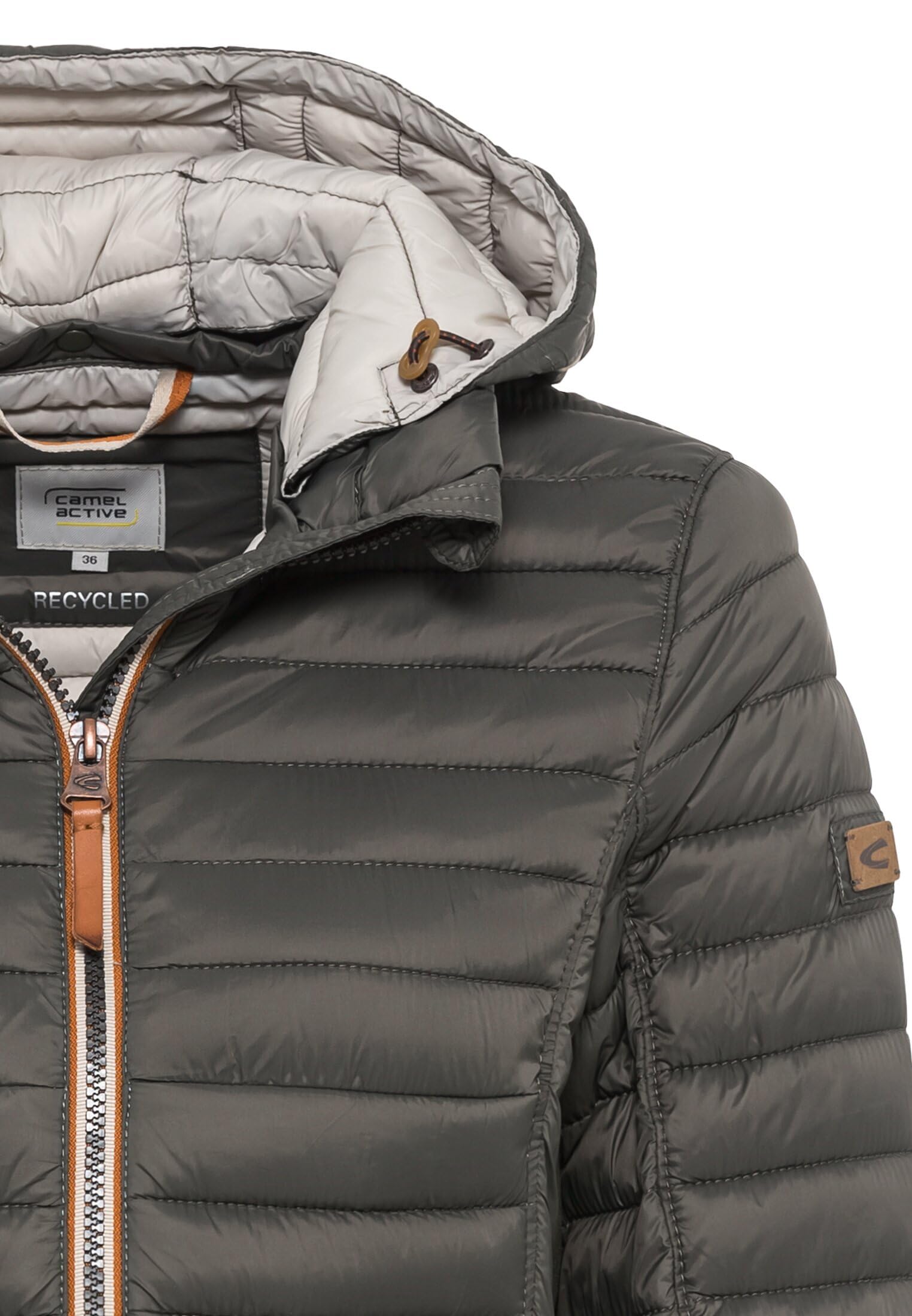 camel active Damen leichte Steppjacke mit Abnehmbarer Kapuze