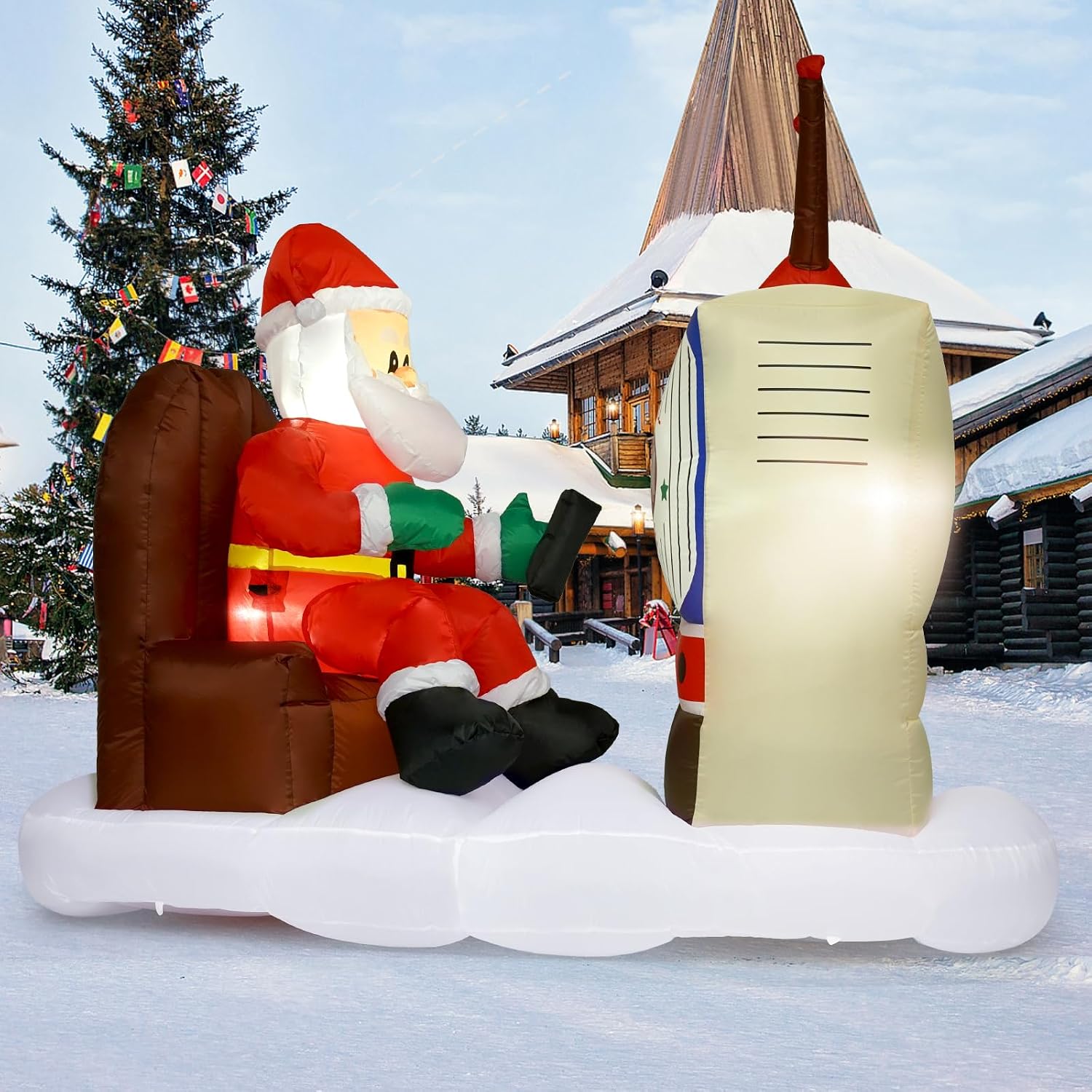 Christmas Inflatable Outdoor Decoration, 6FT Inflatable Christmas Santa Claus with TV Decorations Outdoor Christmas Blow Up Yard Decorations with Built-in LED for Outside, Holiday Lawn, Yard, Garden