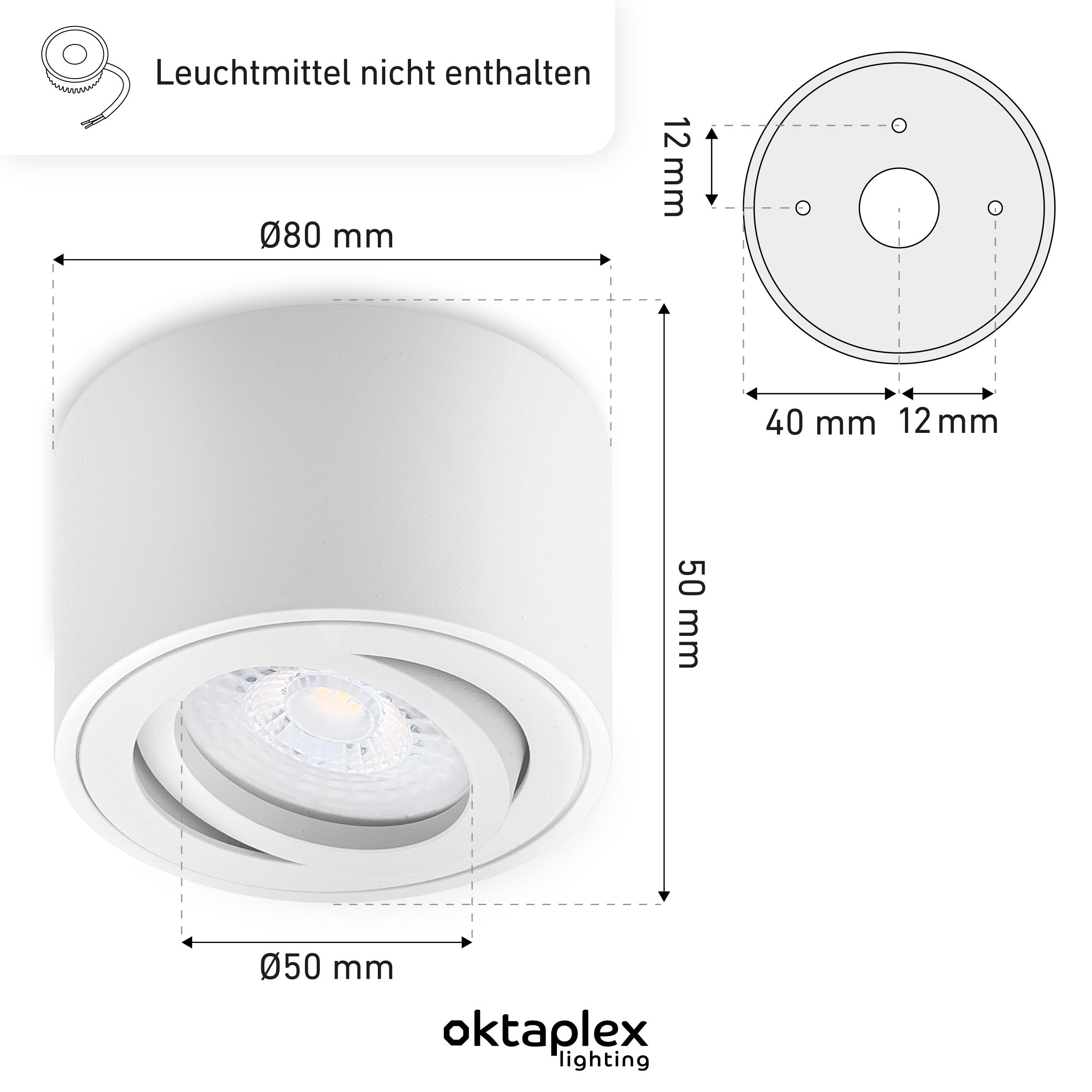 Oktaplex 6 piezas de foco empotrable Lile S para módulos LED 230 V foco empotrable orientable aluminio redondo foco empotrable LED montaje blanco