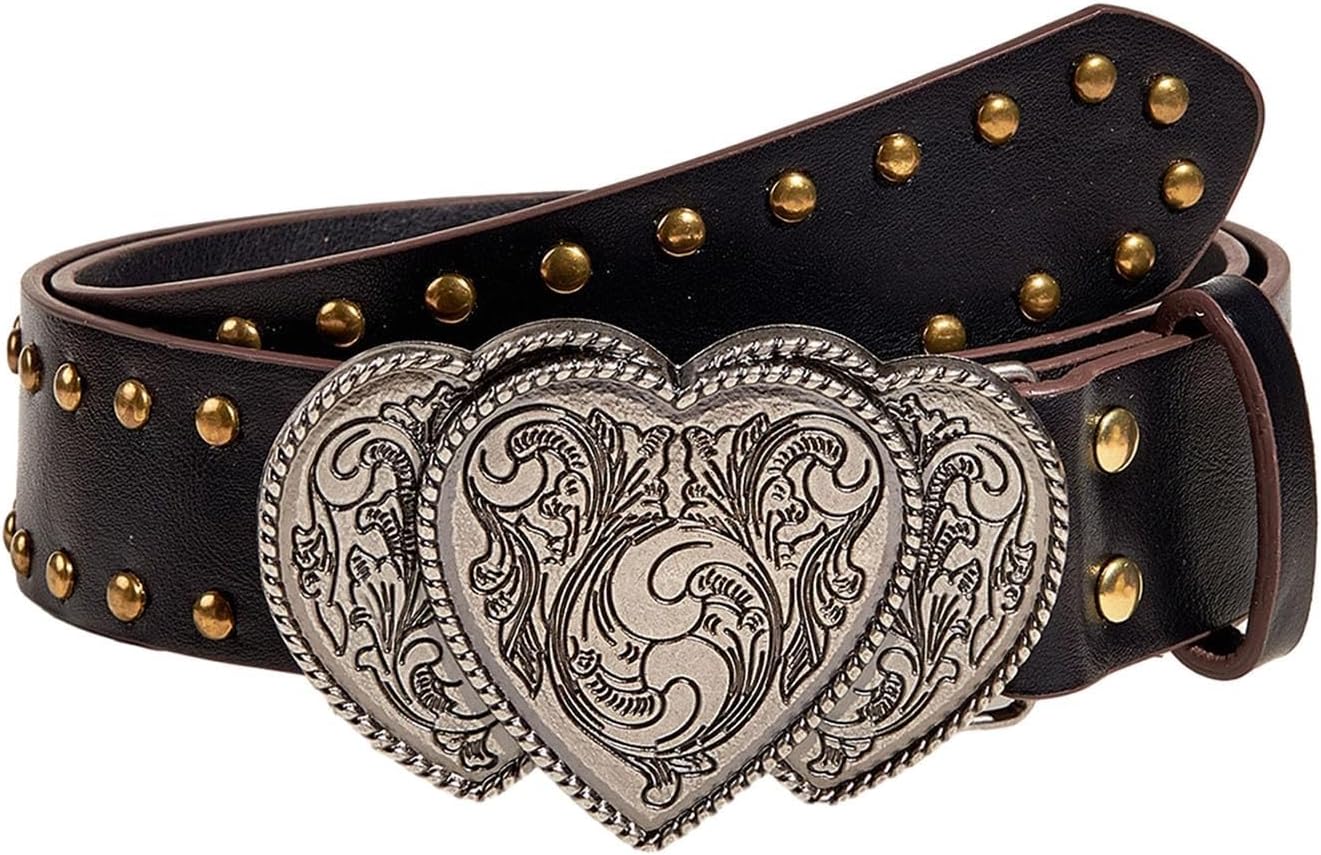 RechicGu Ceinture vintage Western Concho pour femme Cowgirl en métal ovale sculpté Boho Ceinture pour Jeans Country Concert, Doré vif, Length 50(30+Extended chain 20