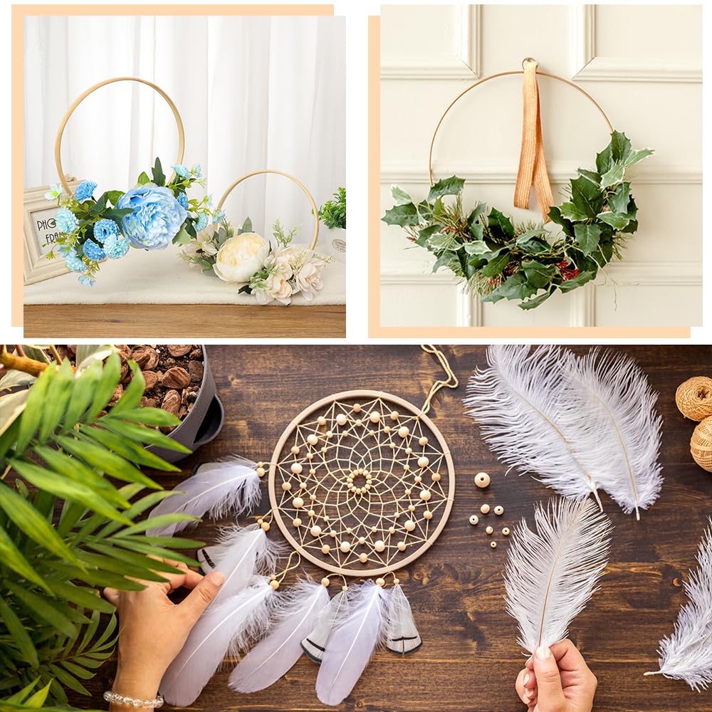 Lot De Cerceaux En Bambou Pour DIY - 10/12 Pièces, 10 à 30,5 Cm, Pour Attrape-rêves, Couronnes, Décorations Murales - 8