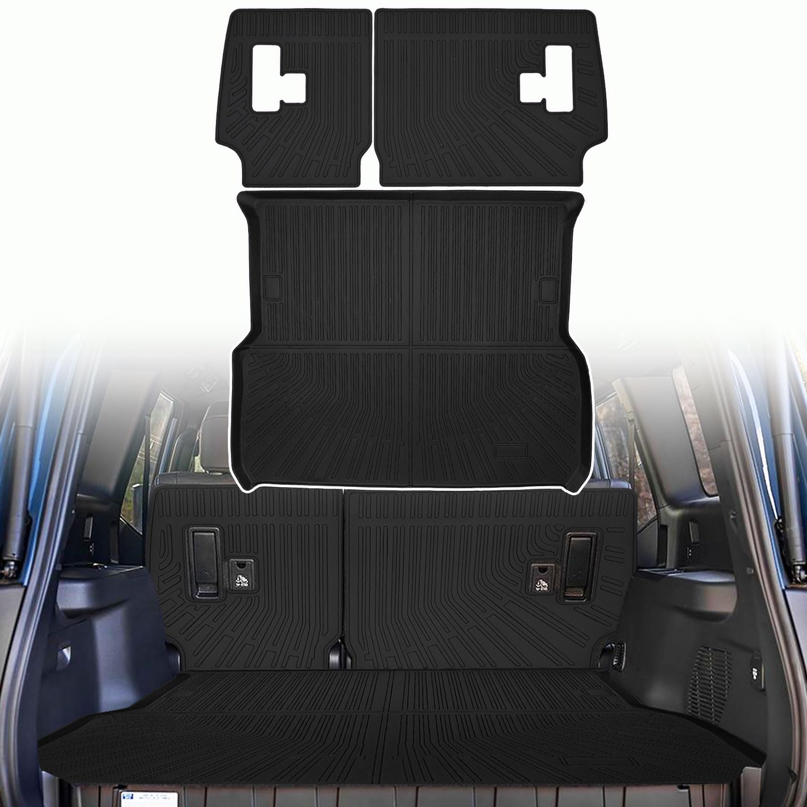 Cargo Liners Backrest Mat for Toyota Land Cruiser Prado 250 LC250 & Lexus GX550 Accessories 2024-2025 with Hook&Loop Rear Trunk Mat Rear Seat Back Cover Protector All Weather Anti-Slip Split Dog Liner