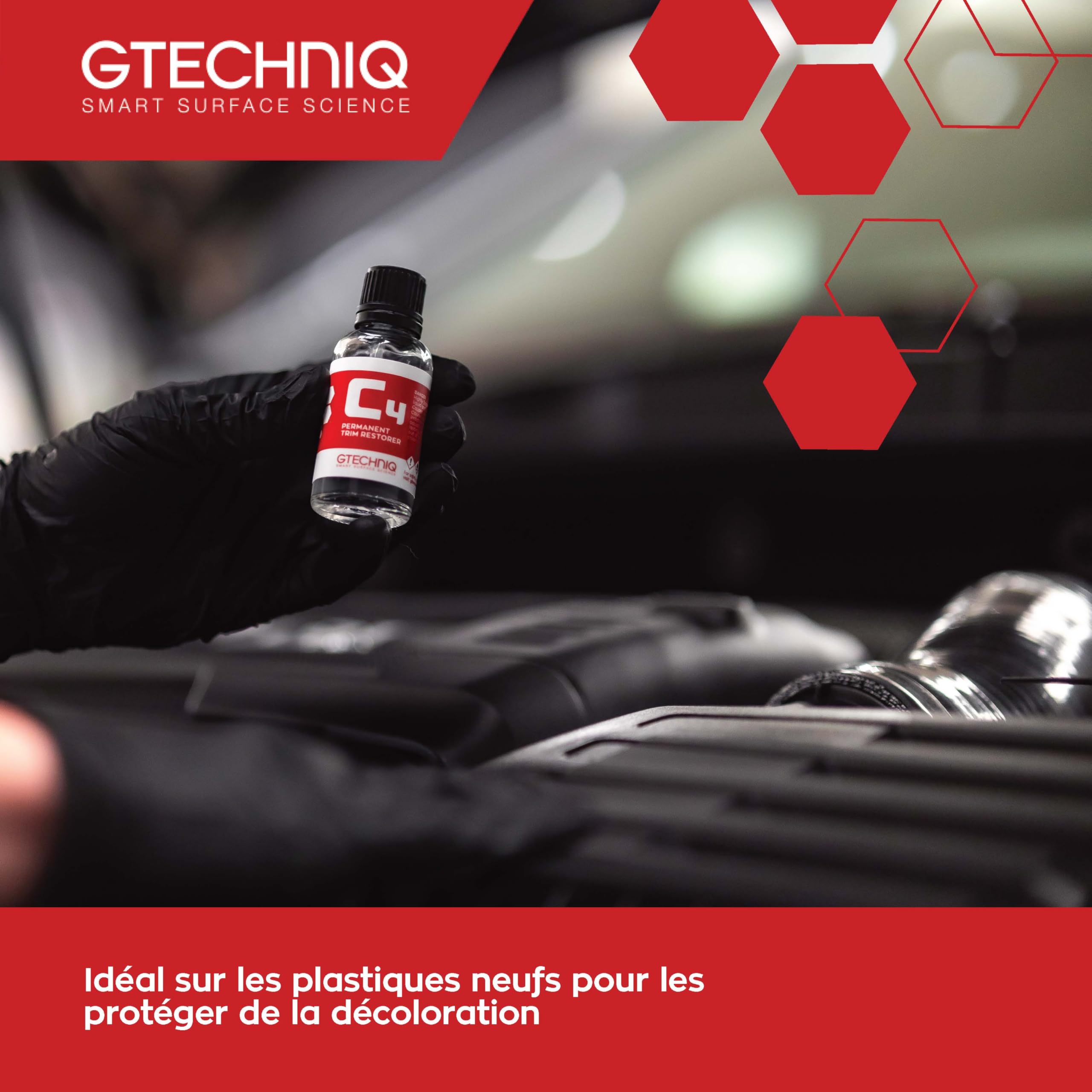 Gtechniq C4 Rénovateur plastiques permanent 30 ml - Ravive les garnitures en plastique ternies, décolorées et blanchies - Protection hautes performances contre les intempéries, résistant aux UV