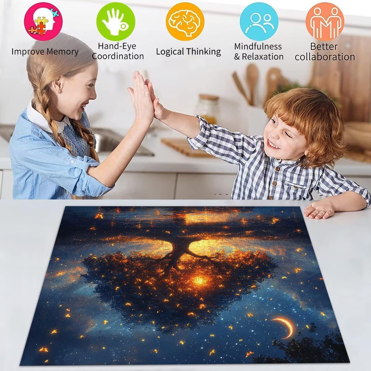 Puzzle Erwachsene 5000 Teile Baum Sternenhimmel Educa Jigsaw für Kinder ab 8 Jahren Mädchen Jungen, Erwachsene Impossible Klassische Puzzles, Anspruchsvoll Spielspaß, Als Geschenke 105x156cm t-910