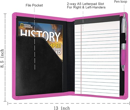 Miniatura 8 de Classic PadfolioJunior - Estuche para carpetas de negocios, tamaño A5, bloc de notas para hombres y mujeres, bloc de escritura de 5 x 8 pulgadas,