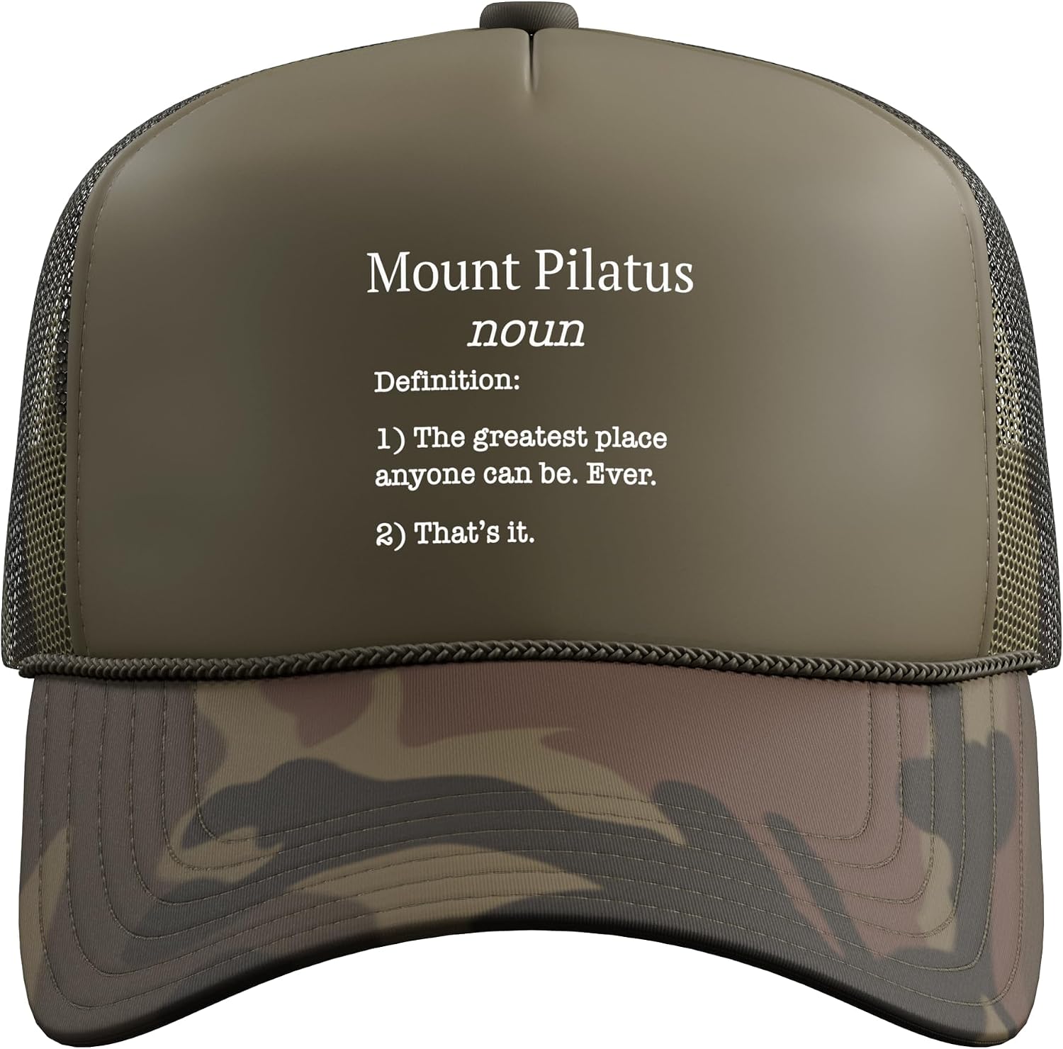 Mount Pilatus Souvenir/Skiers/Funny Fake Definition! Trucker Hat with Adjustable Mesh Back image 2