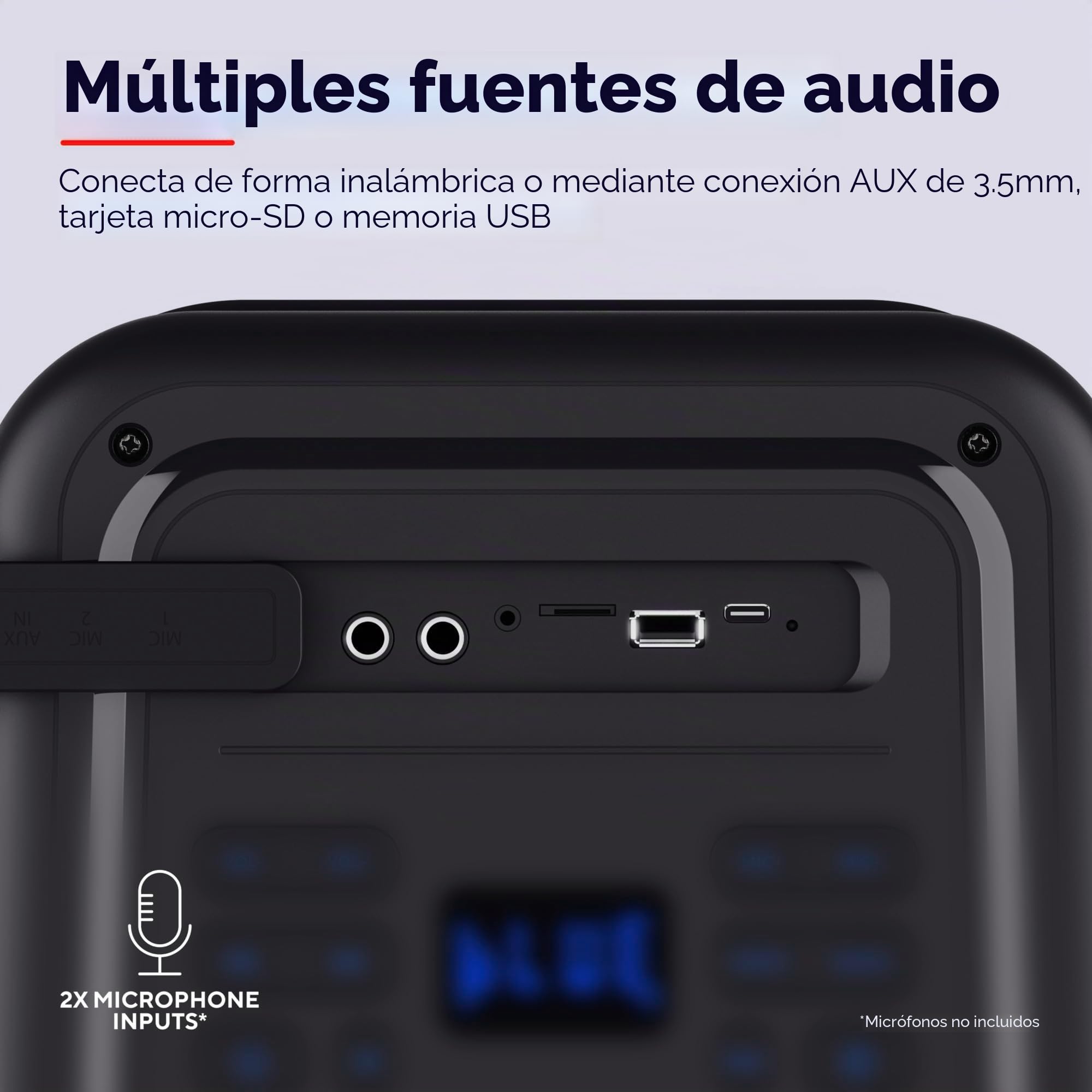 Trust Azura Altavoz Bluetooth Potente 100W para Fiestas, Altavoz Portátil Inalámbrico Luz LED RGB Intemperie IPX4, Altavoces Bluetooth Batería Recargable 11H, 2 Entradas de Micrófono Karaoke
