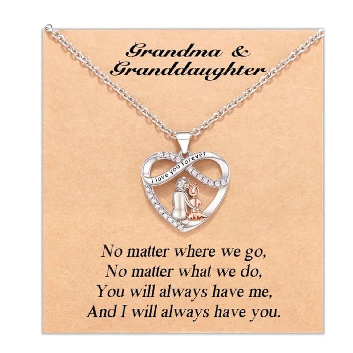 RFTWXHPNGrandma Granddaughter Gifts Heart Necklace from Granddaughter Grandmother Necklace Gifts for Grandmom Grandma Granddaughters I Love You Forever Gift Infinity Heart Necklaces