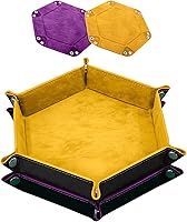 Vista 12 de SIQUK Bandeja de dados de piel sintética, plegable, hexagonal, para juegos de dados como RPG, DND y otros juegos de mesa (azul claro, negro)