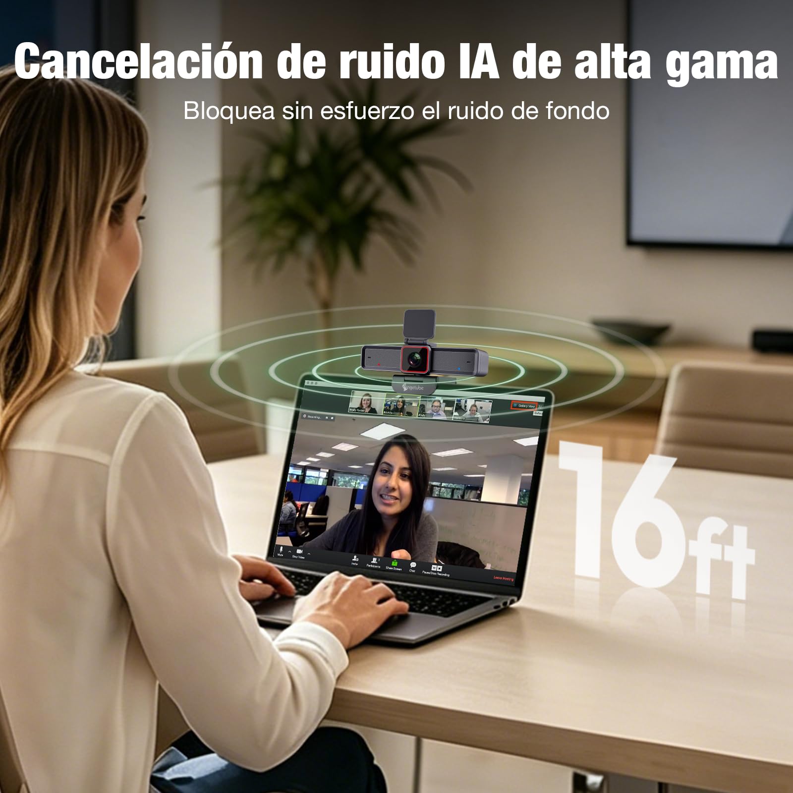 Angetube 4K Webcam con 1/1.5" Sensor, 1080P@60FPS USB Web Camera para PC | Autofocus PDAF, Cubierta privacidad, USB3.0 & 2 micrófonos, Ideal para reuniones de vídeo, Streaming Work with OBS, Skype
