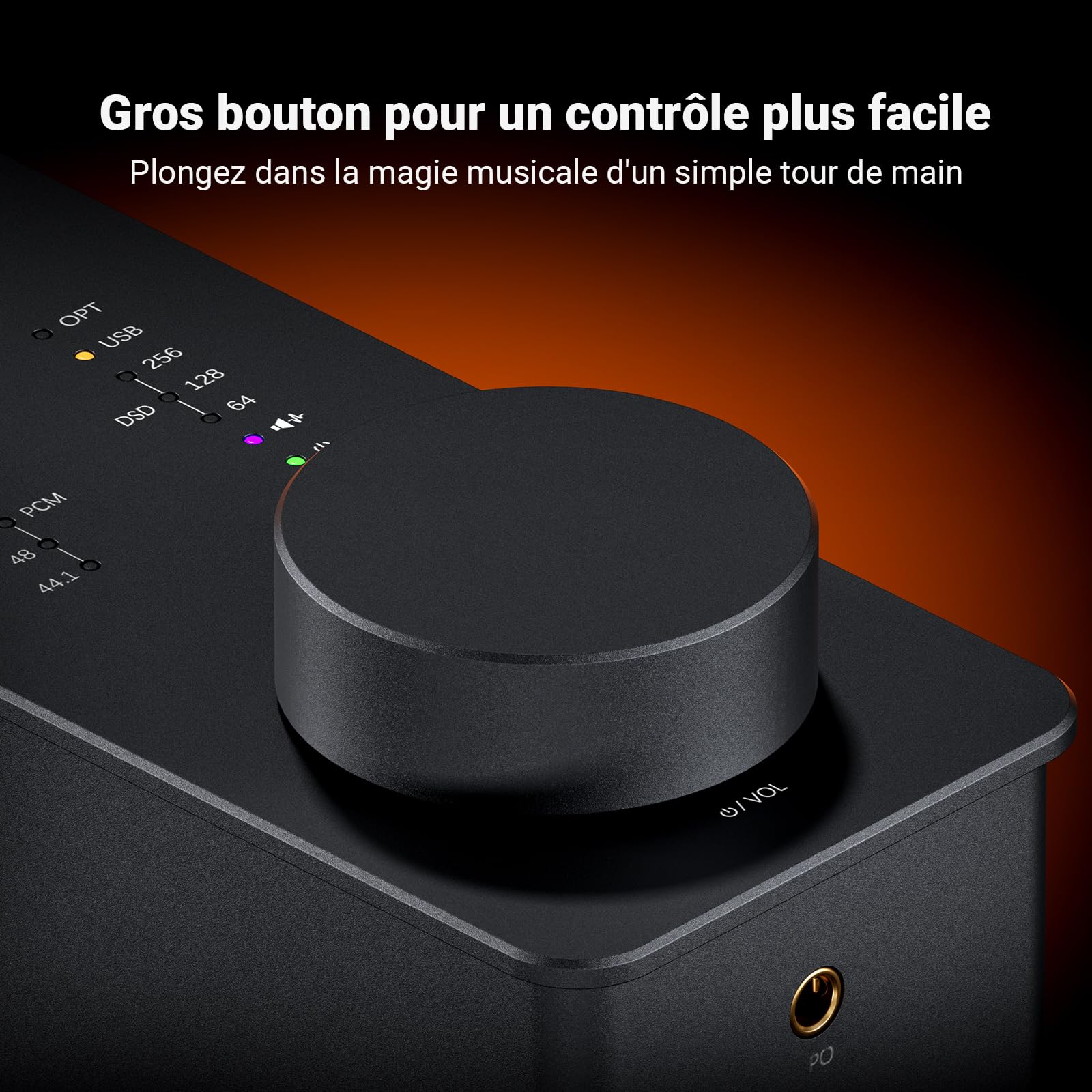 Fosi Audio SK02 DAC Amplificateur de Casque USB C à AUX Adaptateur Convertisseur Audio Numérique à Analogique Préamplificateur Optique à 3.5mm 4.4mm Balanced Combo pour Système Audio Domestique