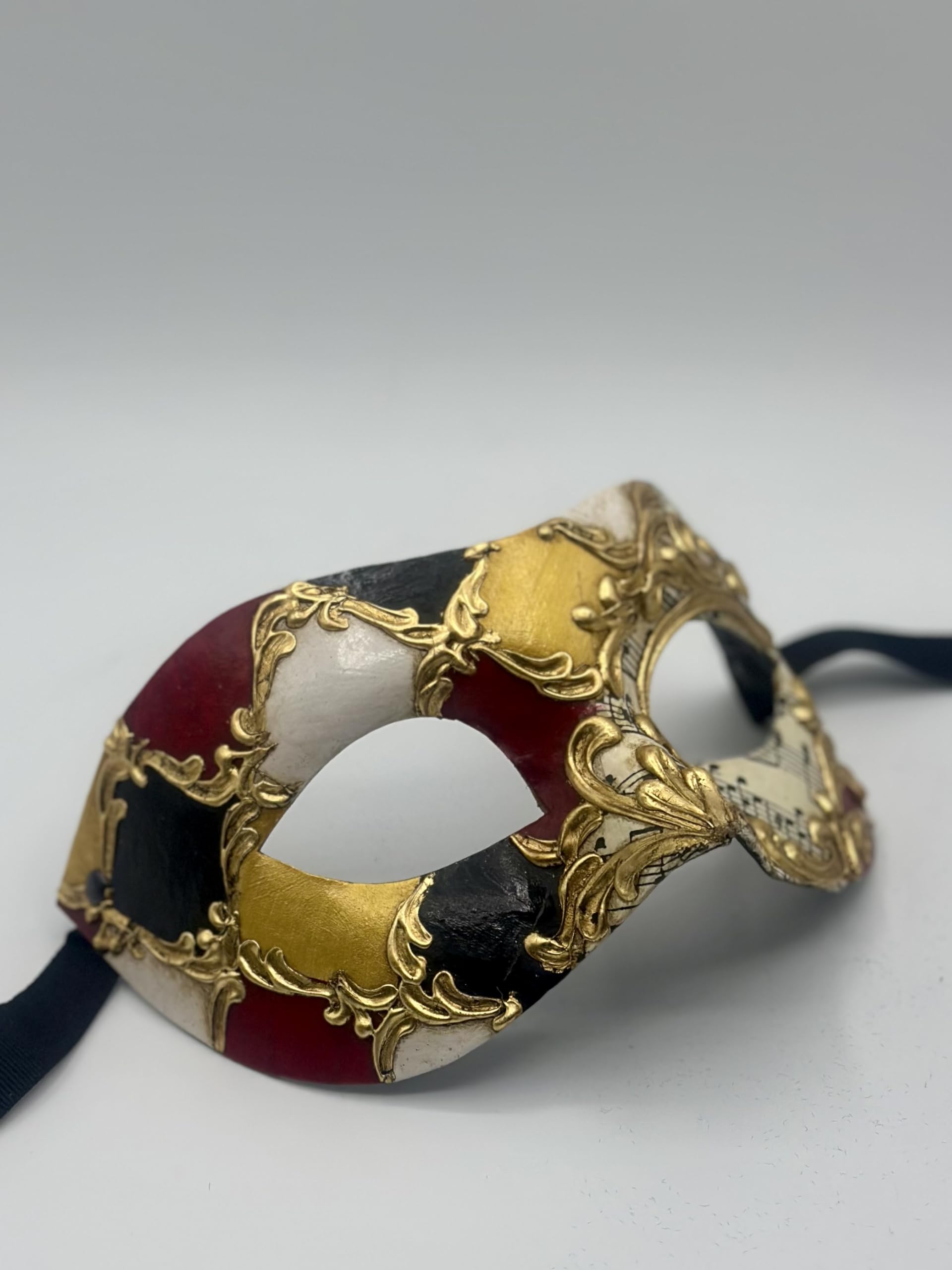 Venezianische Maske Musiknoten – Luxus Augenmaske mit goldenen Barockdetails – Maskerade Maske für Karneval, Ball & Theater