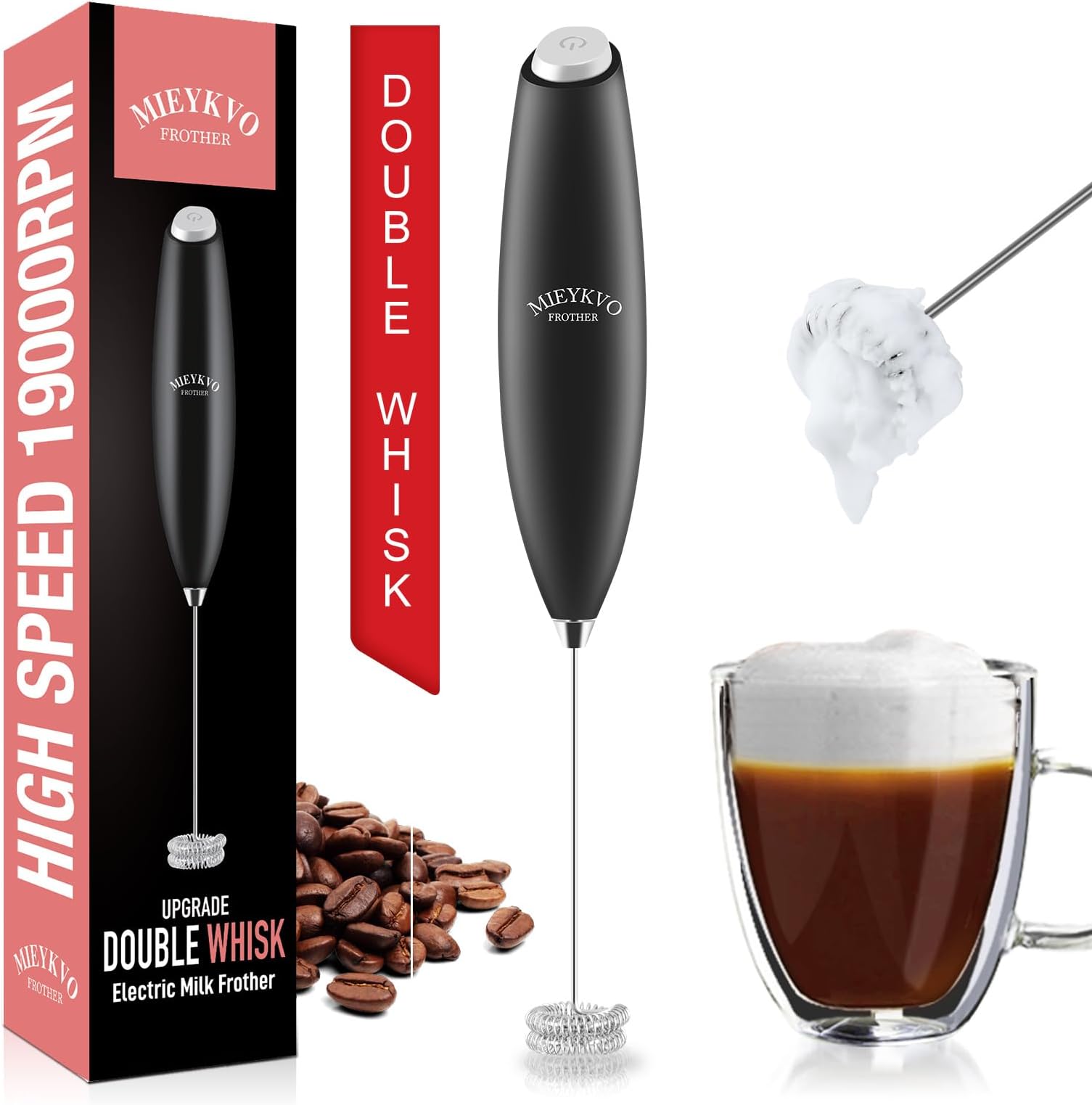 PowerLix Milk Frother Handheld Battery Operated Electric Foam Maker for