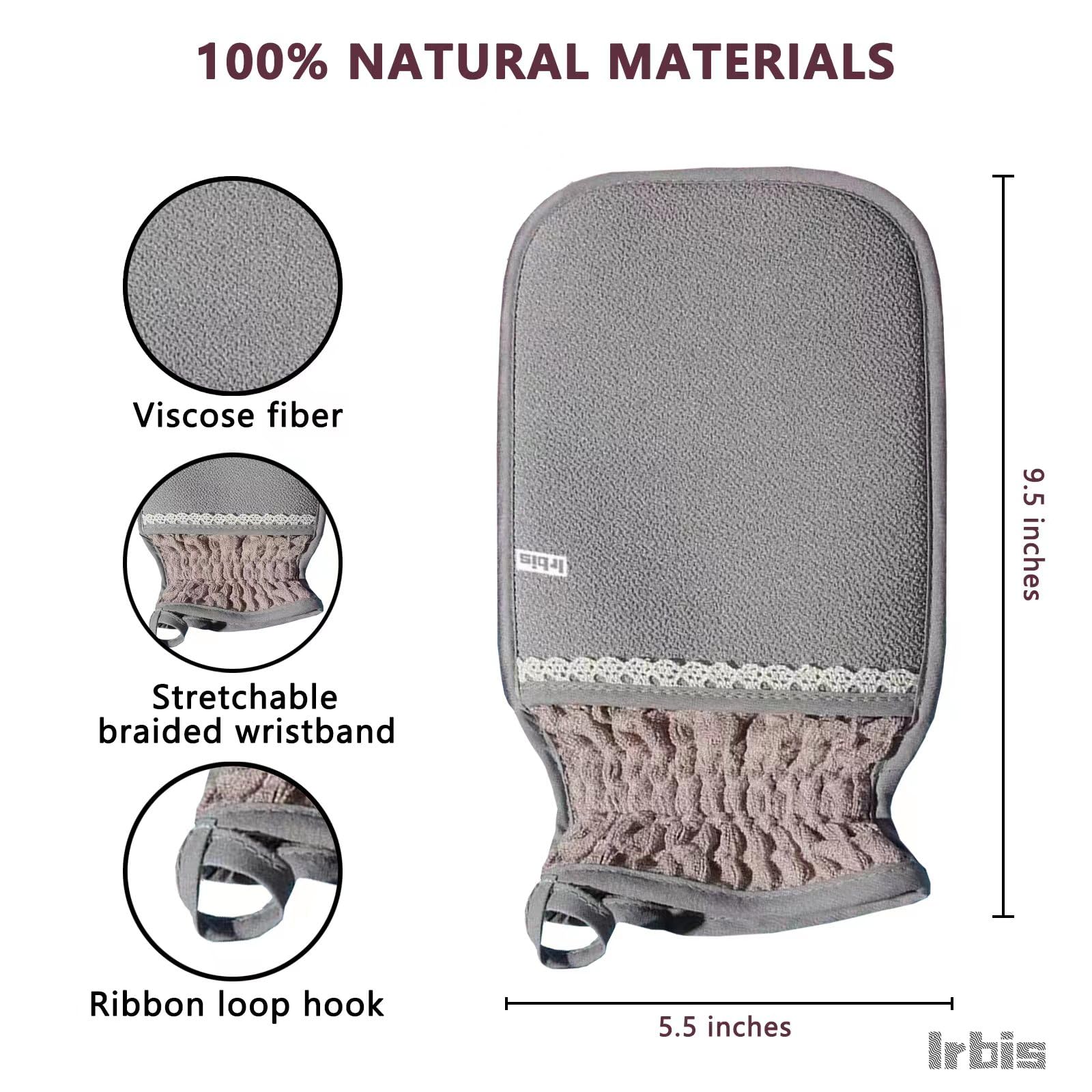 Irbis Guante exfoliante profundo, guante coreano, exfoliante, removedor de piel muerta, esponja de baño de doble textura y toallita, ideal para ducha, baño, eliminación de bronceado en aerosol o spa