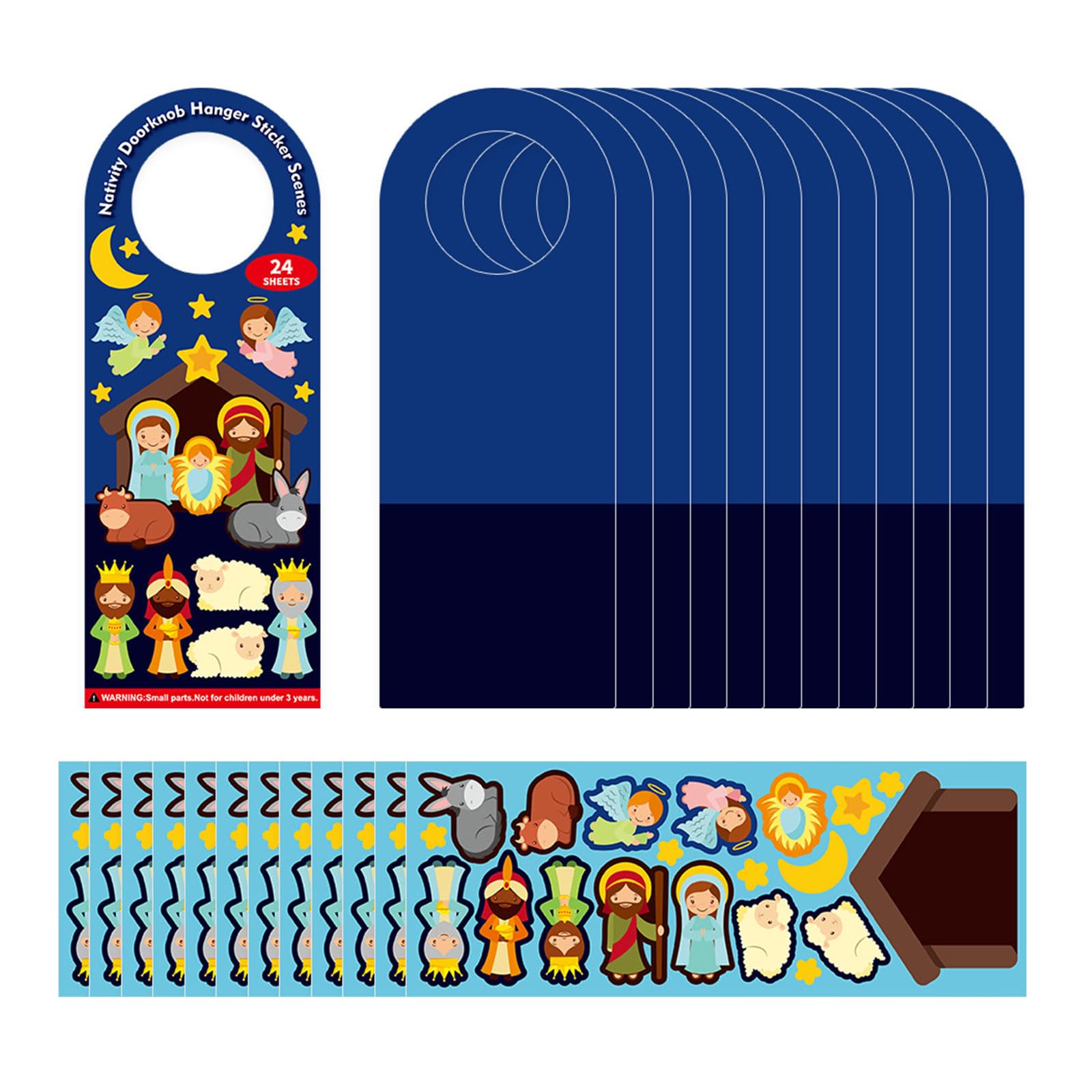 Tsophreniq 12pcs / lot Christmas Nativity Scene Stickers Set Religious Sticky Label Creative Activity Decals Party Decor for Kids Safe and Stickers