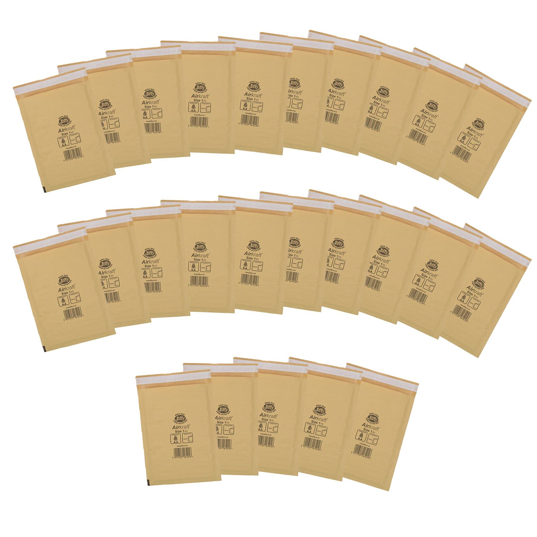 AB Tools 25pk Genuine Gold Jiffy Bag Airkraft Bubble Padded Mail Bag Envelope Size 1