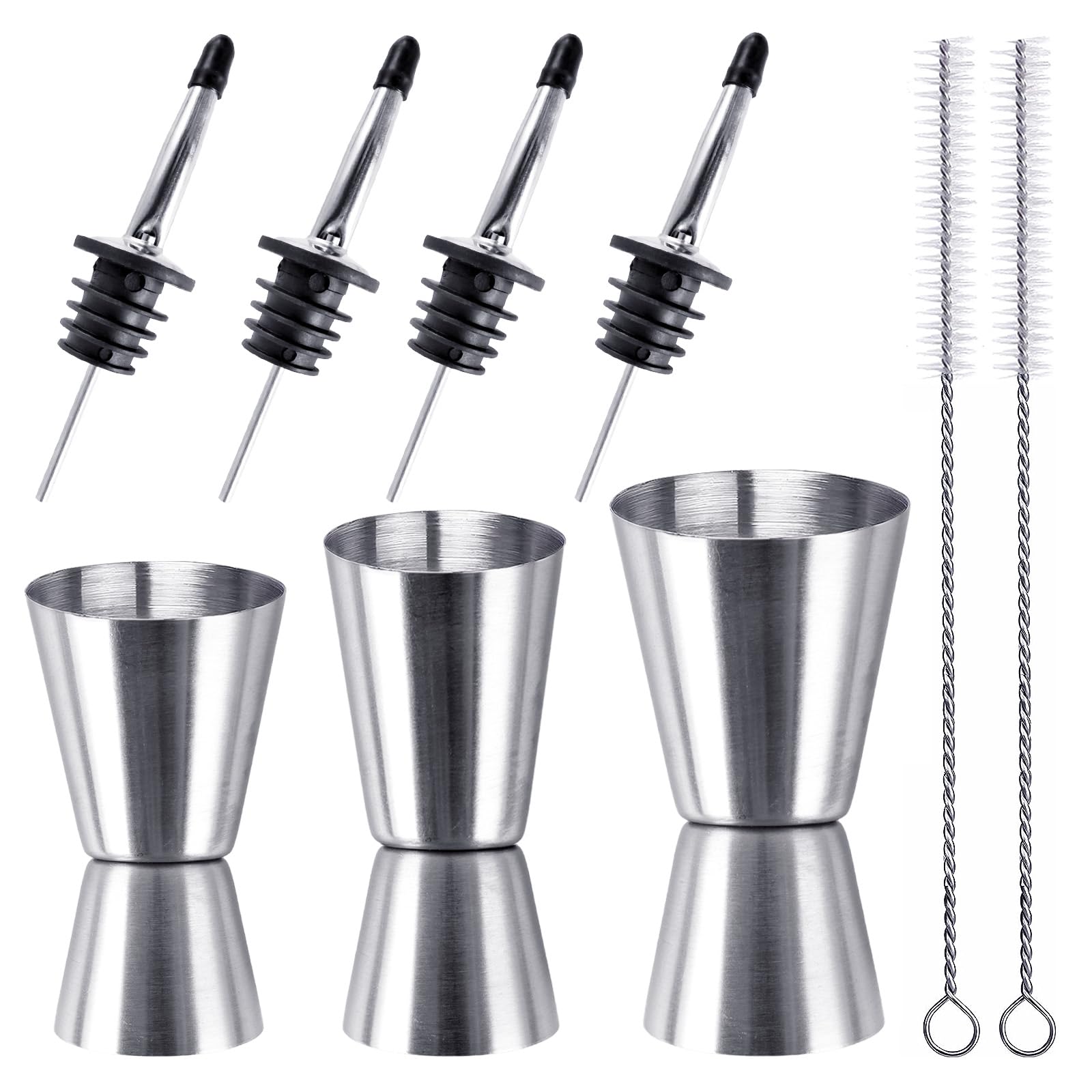 Set De 4 Doseurs à Cocktail En Inox - 3cl/4cl/5cl/6cl - Avec Becs Verseurs