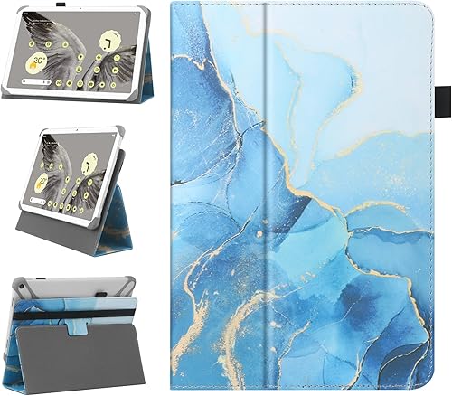 Funda Universal Para 9-11 Pulgadas Samsung Galaxy Huawei Fire Tablet Funda Protectora Dos Posiciones Ajustable Con Soporte Y Correa De Mano - Mármol