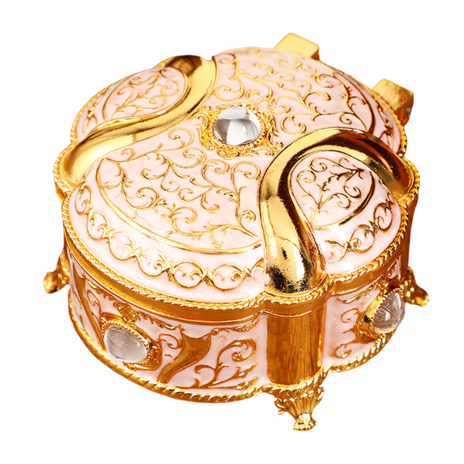 Hredyqw Enameled Round Decorative Box For Jewelry Storage Trinket Organiser With Crystal