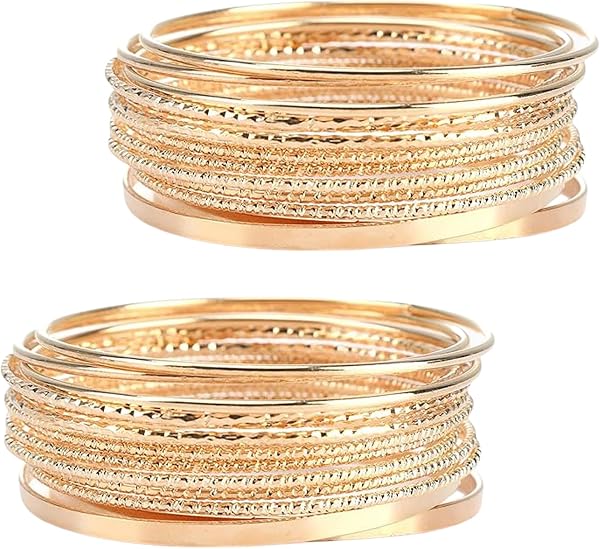 LPMXYW 28 PCS Gold Bangle Bracelet Set