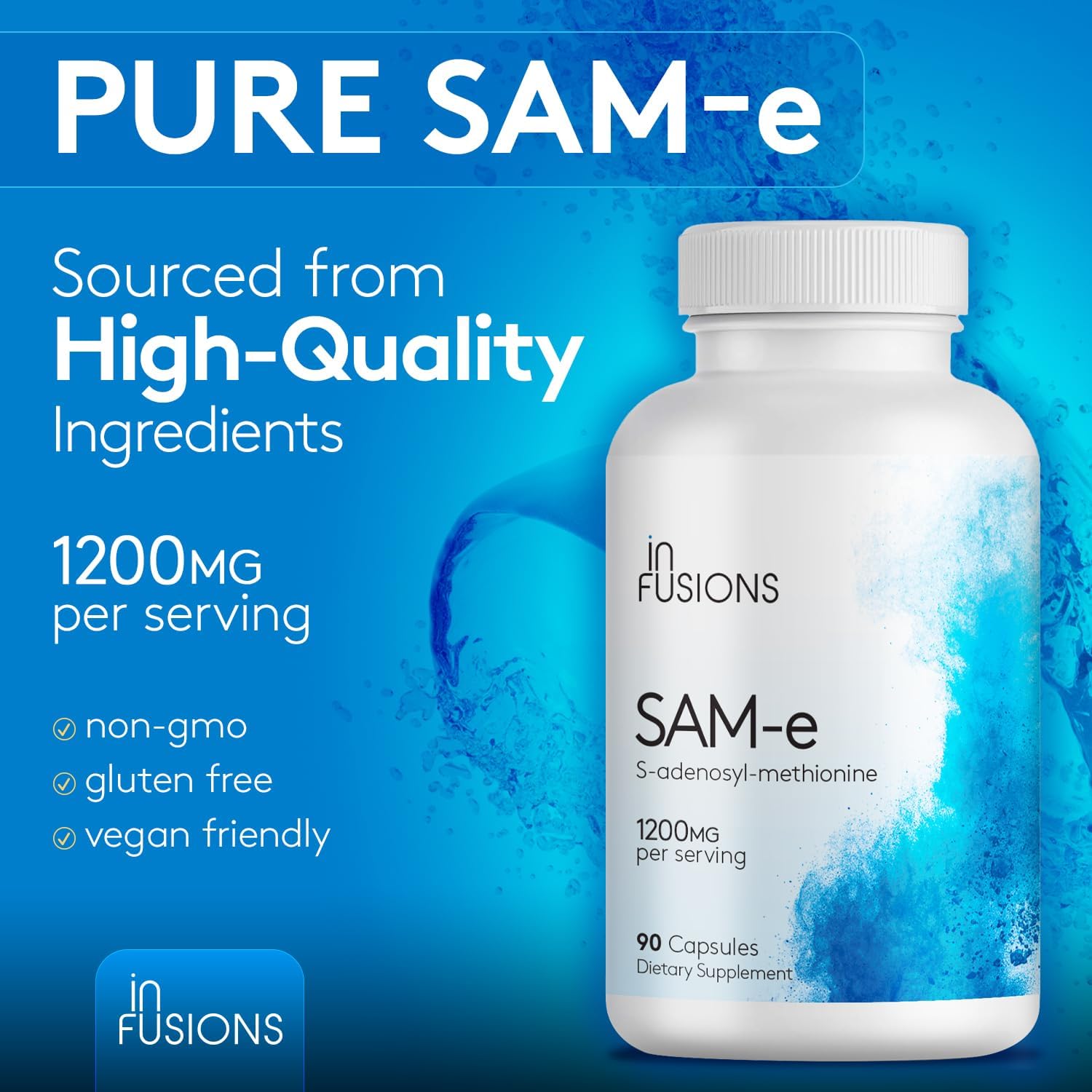 Infusions Maximum Strength Pure SAM-e 1200mg 90 Vegetable Capsules (S-adensoyl-methionine) - Image 4