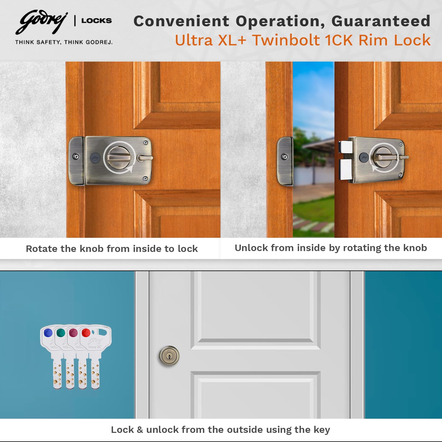 Godrej Ultra XL+ Deadbolt - Antique Brass Security Lock -6 Godrej Ultra XL+ Deadbolt - Antique Brass Security Lock -6