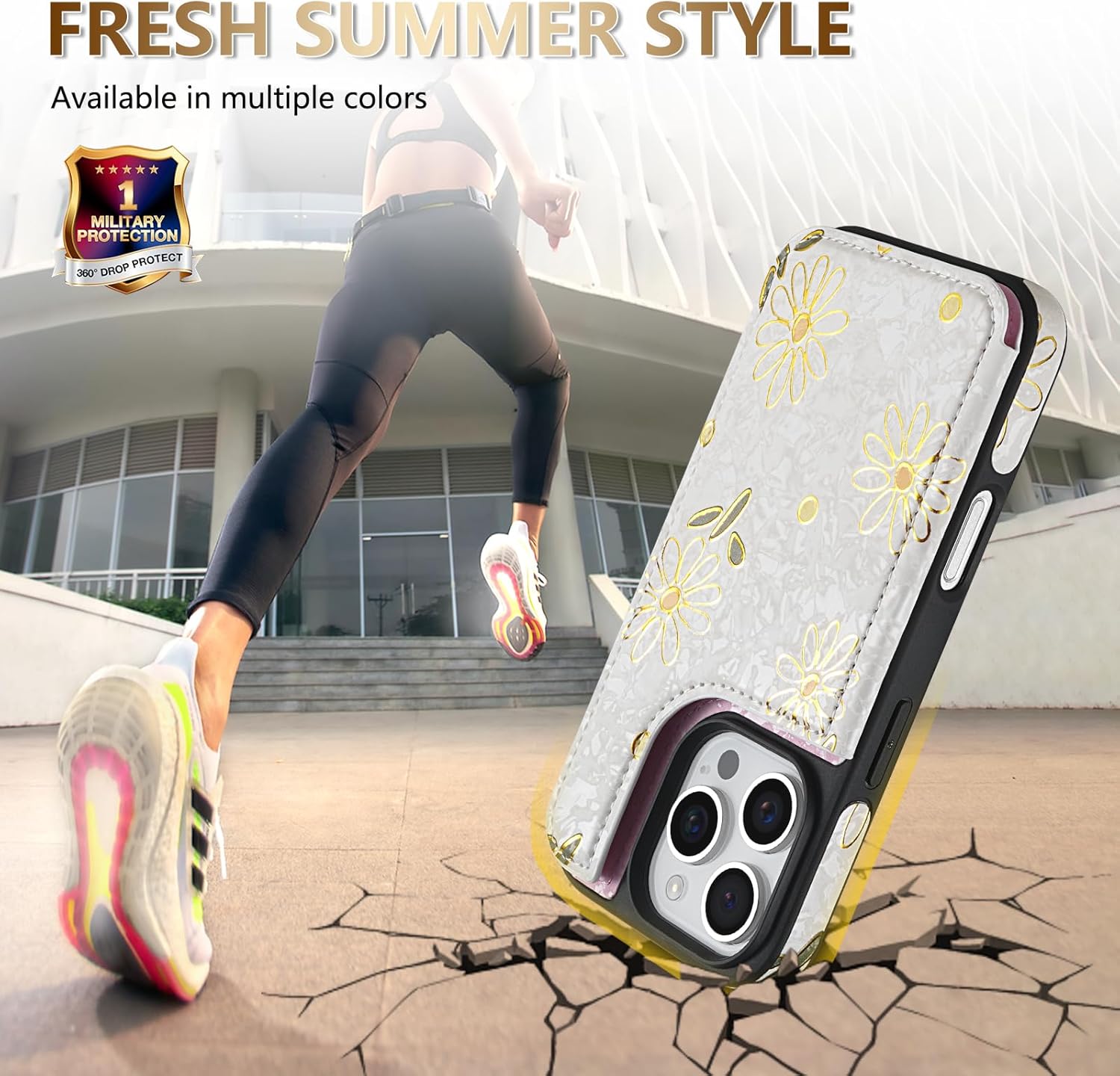 NNH Compatible with iPhone 16 Pro Max Wallet Case with RFID Blocking Card Slots Folio Flip PU Leather Kickstand Double Magnetic Clasp Design Cover for iPhone 16 Pro Max(6.9 inch-White Little Daisy) - Image 7