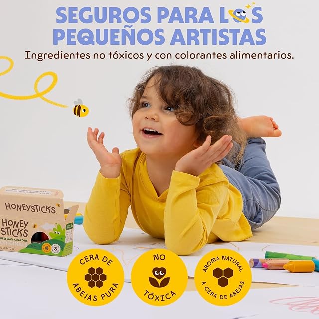 Foto 2 de 6 de Honeysticks Lápices de Cera de Abeja 100% Puras, Naturales, No Tóxicos