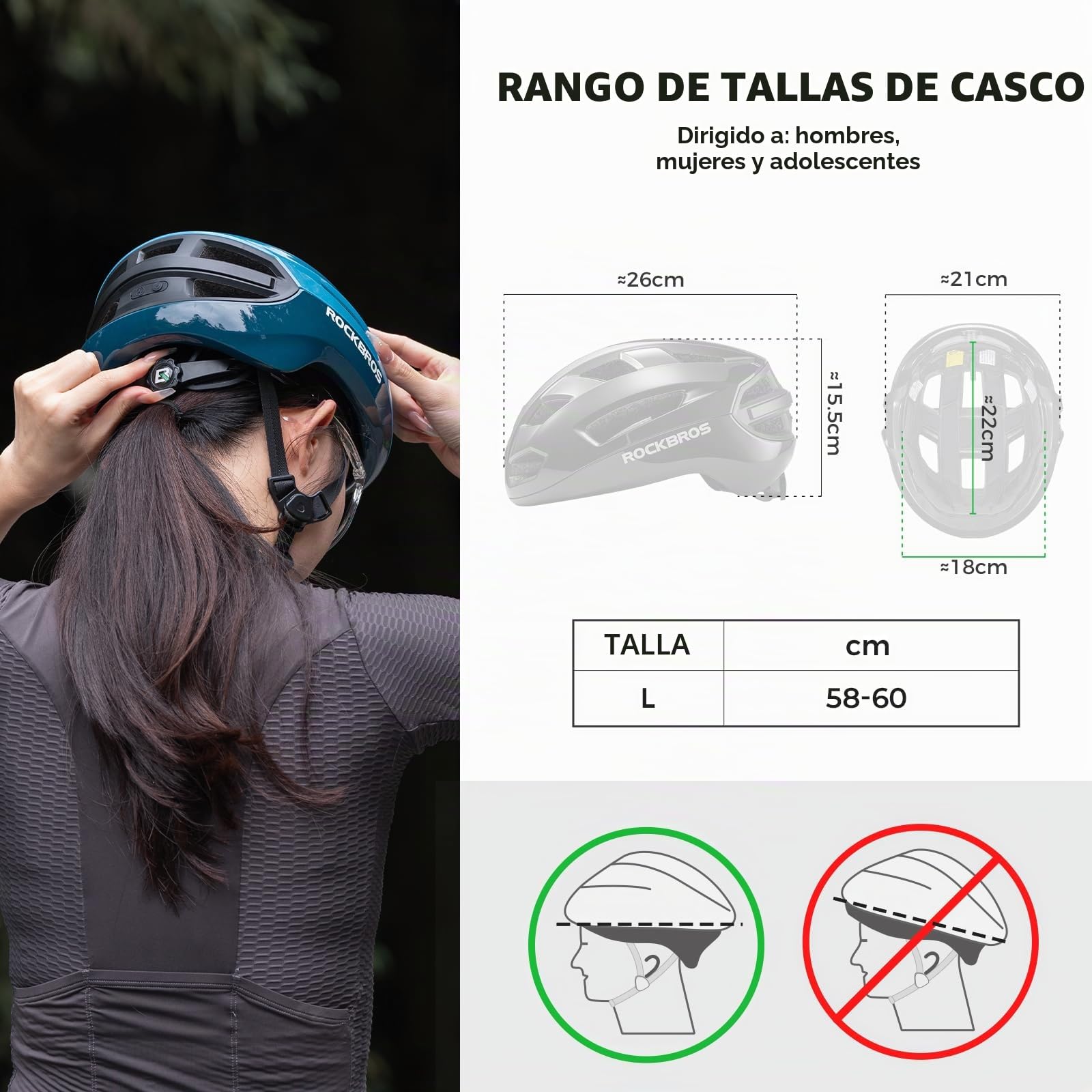ROCKBROS Casco Bicicleta con Luces LED Delanteras y Traseras, Señales de Giro Inteligentes, Casco MTB para Ciclismo Carretera y Montaña, Ligero con Ventilación Ajustable 54-60cm