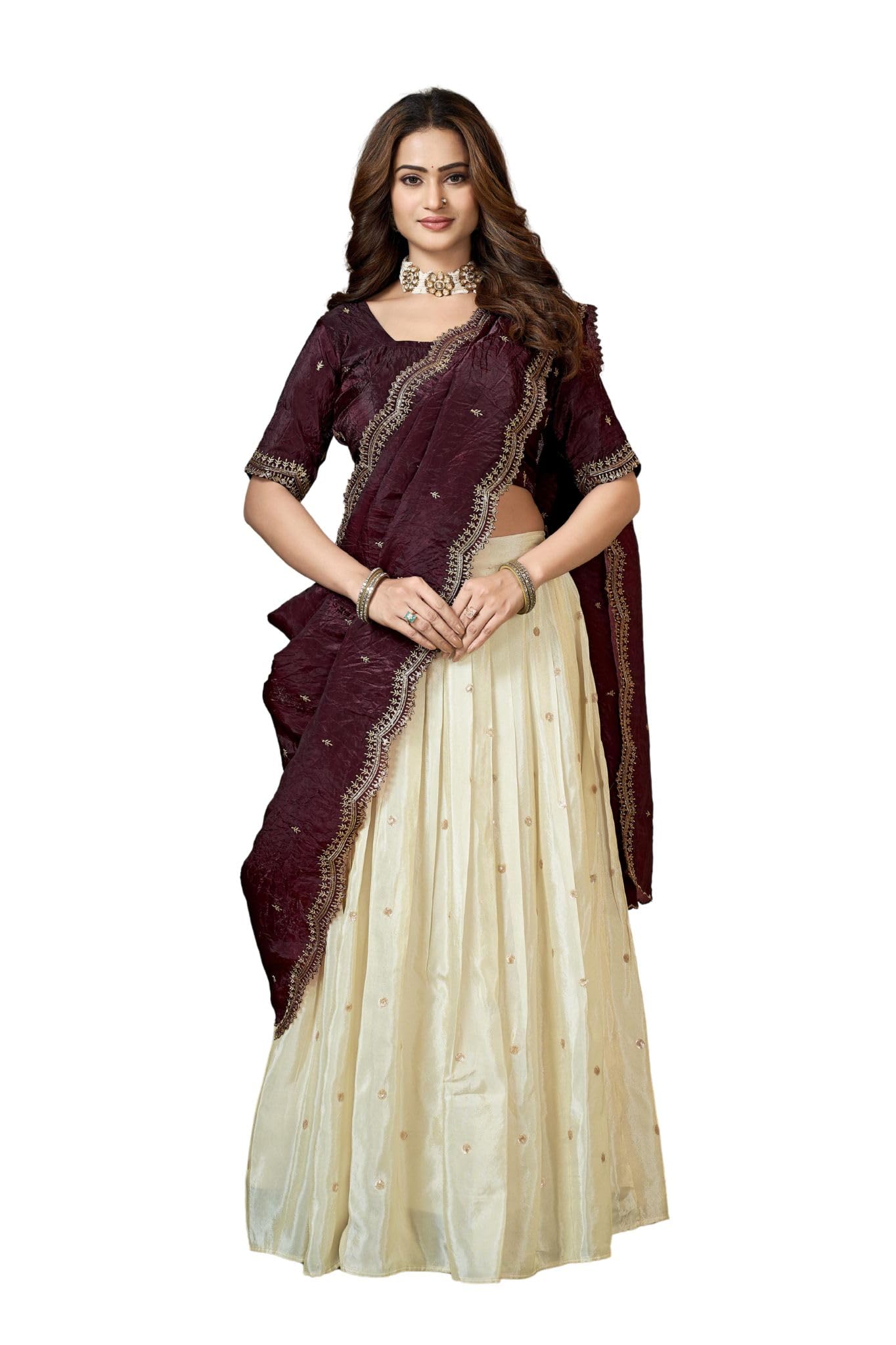 pinkbindi Trendy South Indian Pure Viscose Shimmer Pattu lehenga Choli for Women-picture-14
