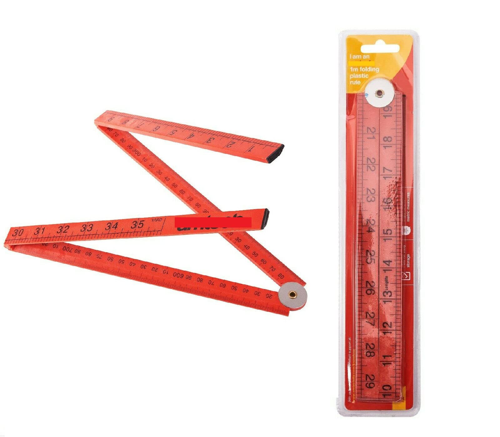 Mr. Gadget Solutions® Mr. Gadget Solutions®1M Plastic Folding Rule Measuring Tool Metric Imperial Marking Hand Ruler P5185