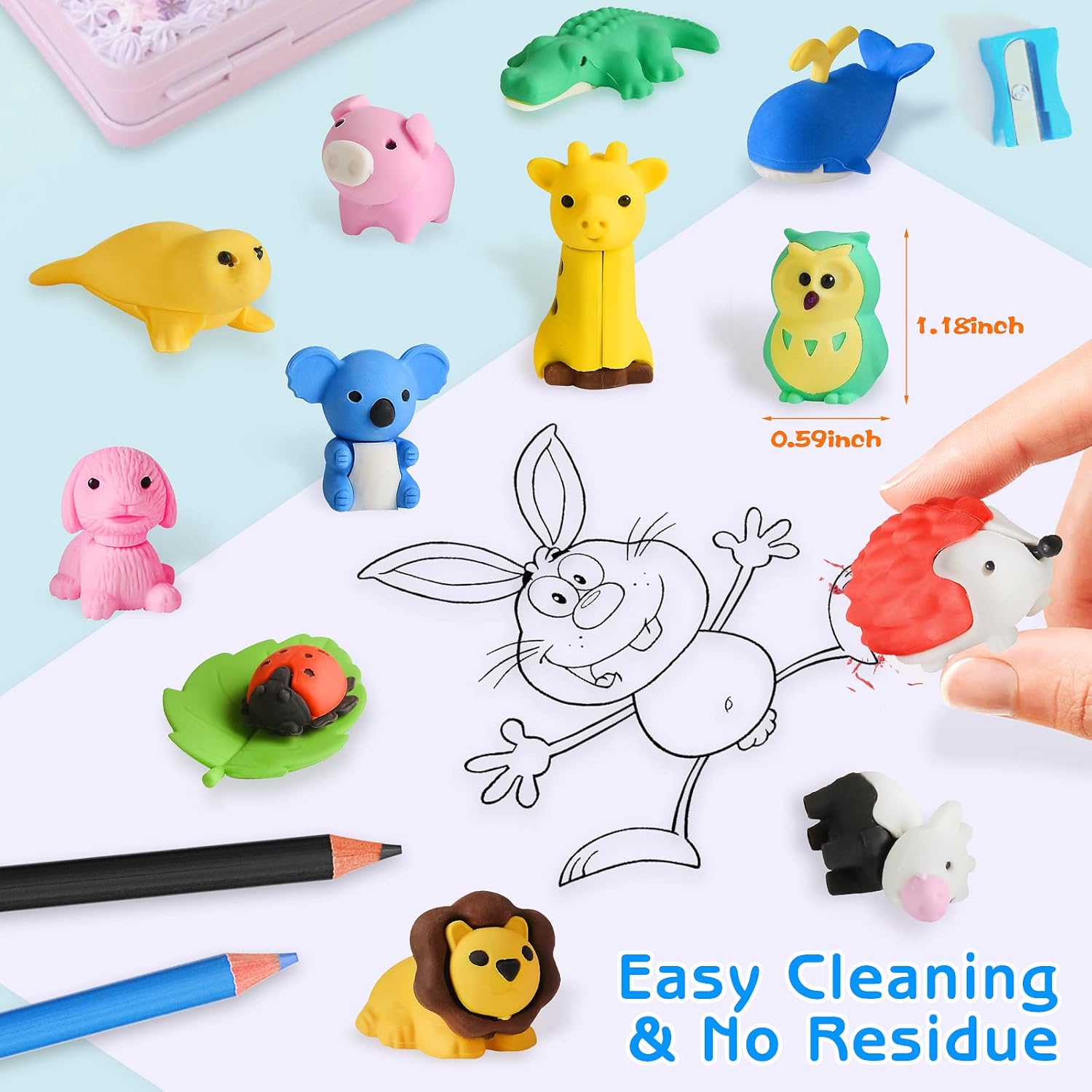 120 PCS Animal Erasers Bulk Mini Pencil Eraser Puzzle Eraser Desk Pets Assembly Puzzle Kids Erasers for Party Favors, Classroom Students Prizes,Carnival Gifts, School Supplies