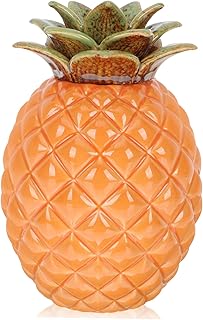 DECHOUS Pineapple Tea Handmade Containers & Storage Leaves Fake Ceramic Container with Lid Kitchen Canisters for Countertop Stash Jar Travel Ceramics Supplies Snack