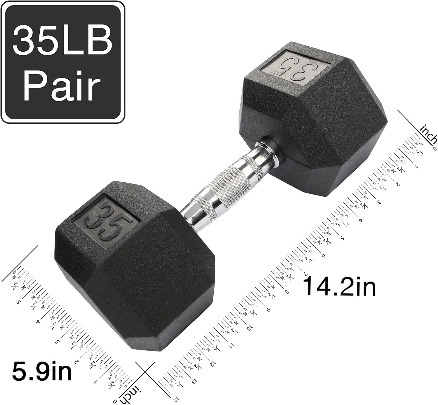 Aimyoo Hex Rubber Dumbbell with Metal Handle for Strength Training Full Body, Weight Loss, Home Fitness, Fitness Dumbbells 5lbs, 10lbs, 15lbs, 20lbs, 25lbs, 30lbs, 35lbs in Pairs or Singles : Sports & Outdoors